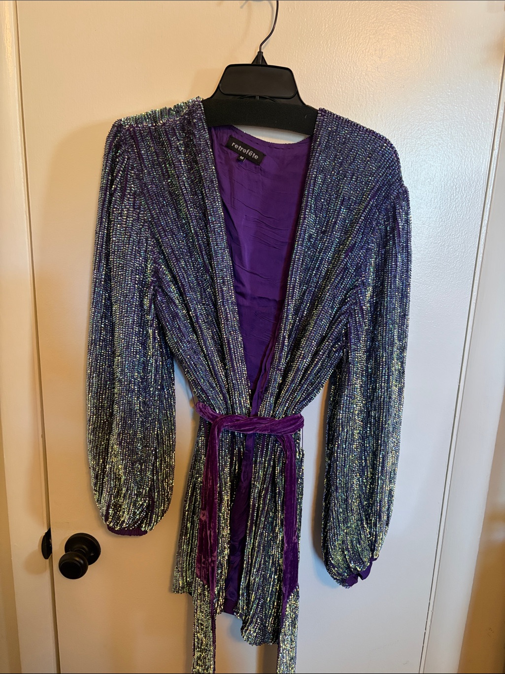 Retrofete Iridescent Purple Sequin Mini Dress